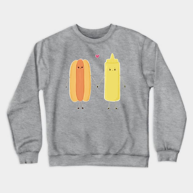 Hot Dog and Mustard Love Crewneck Sweatshirt by Jennisney